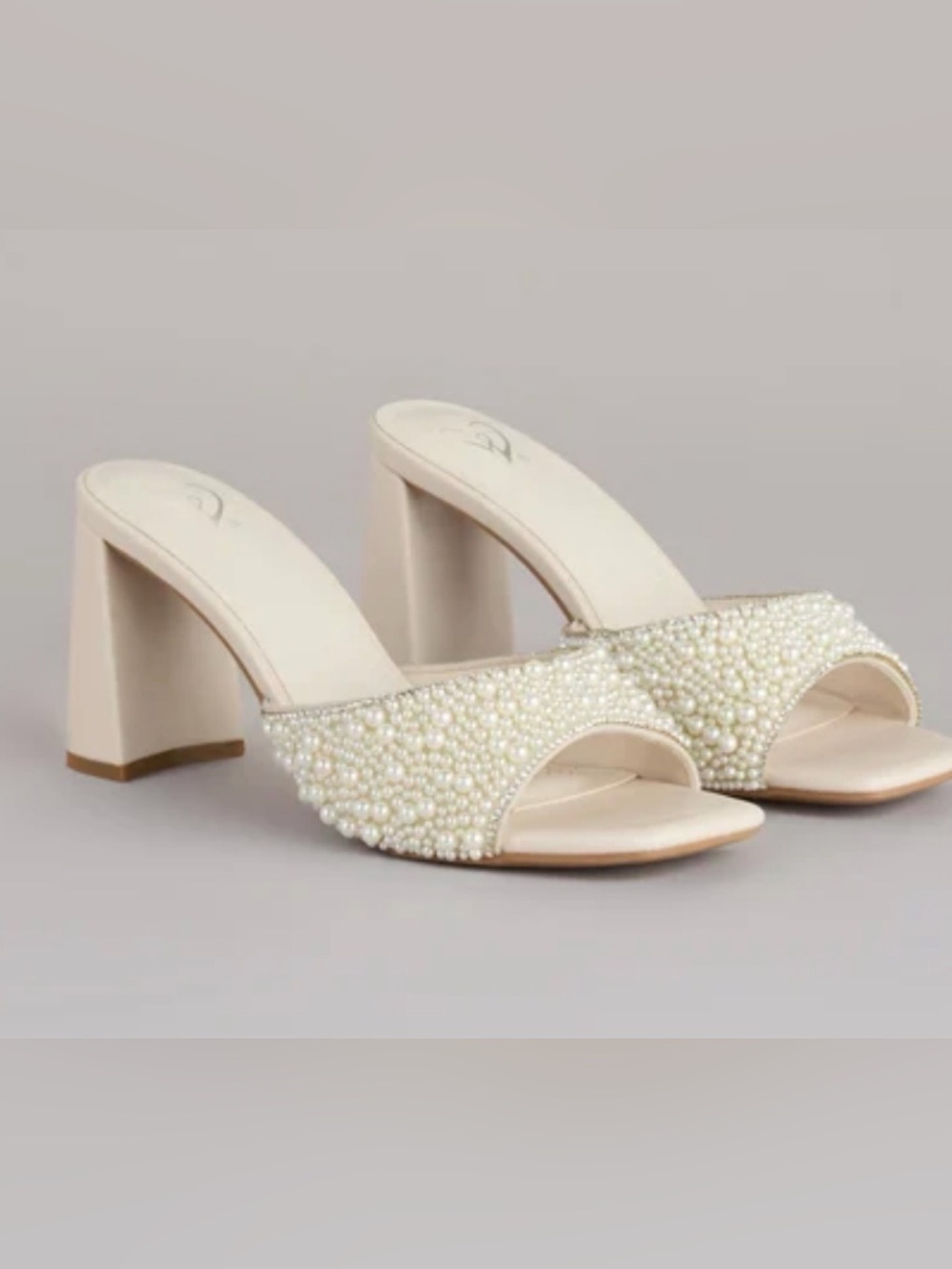 Windsor Pearl-Embellished Cream Block Heel Mule - Women